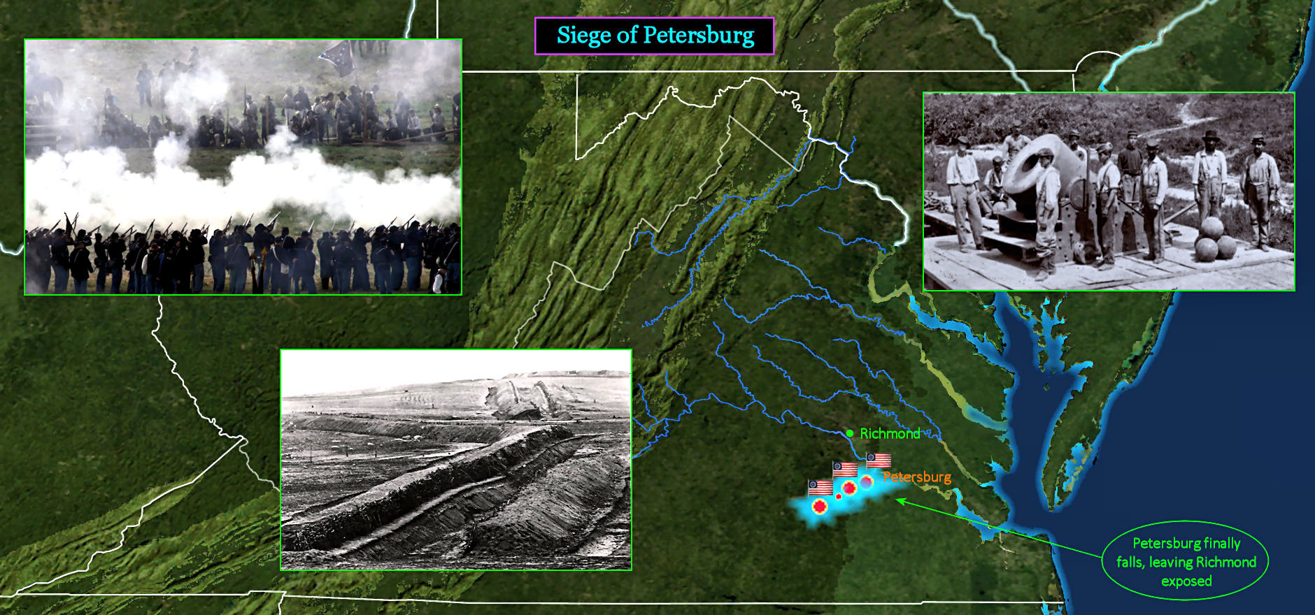 Siege of Petersburg, 1865 map